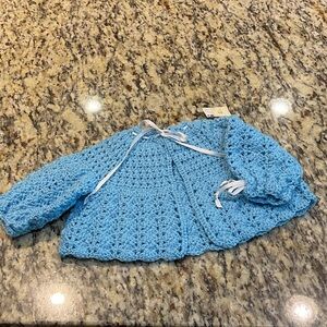 Handmade Blue Crochet Newborn Sweater